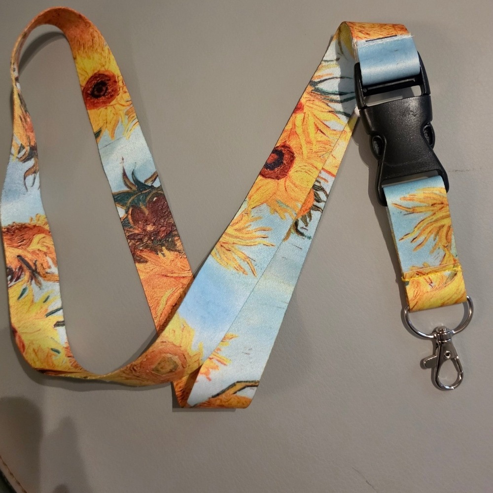 Van Gogh Sunflower Art Print Lanyard Key ID Badge Holder with Release Buckle